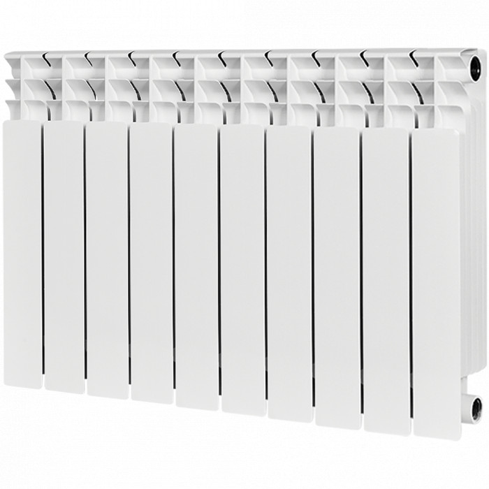 Биметаллический радиатор STOUT TITAN 500, 10 секций, боковое подключение, белый