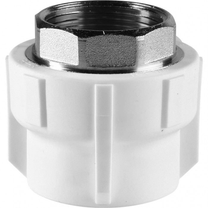 Муфта комбинированная Политэк 40x1 1/4 под шестигранник внутр. резьба для полипропиленовых труб под сварку (цвет белый)