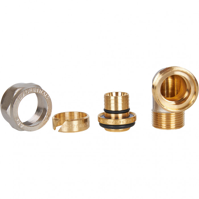 Угольник-переходник STOUT с наружной резьбой 3/4 х26 для металлопластиковых труб винтовой