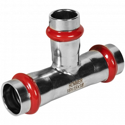 ROMMER RSS-0014-181518 Тройник переходной, 18х15х18, из нержавеющей стали прессовой