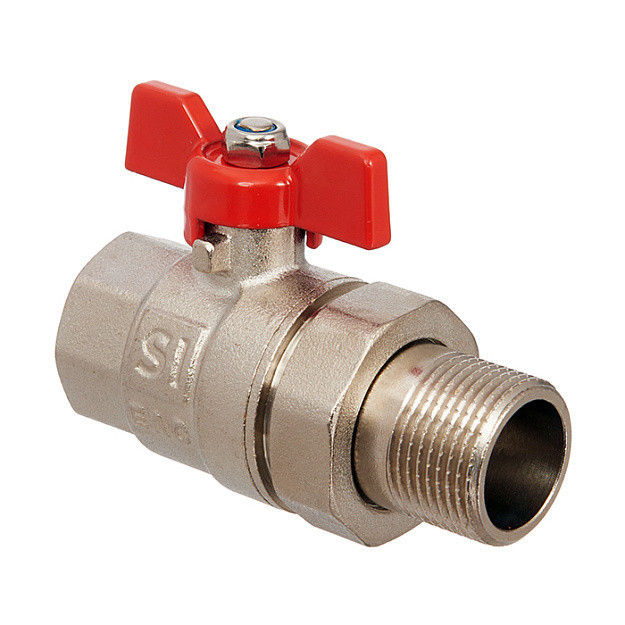 Кран шаровой латунный Smart Install ВР/НР 3/4" с американкой бабочка