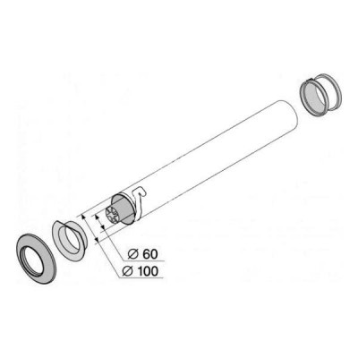 Соосная труба PROTHERM DN 60/100 мм - 0.2м T1D-200