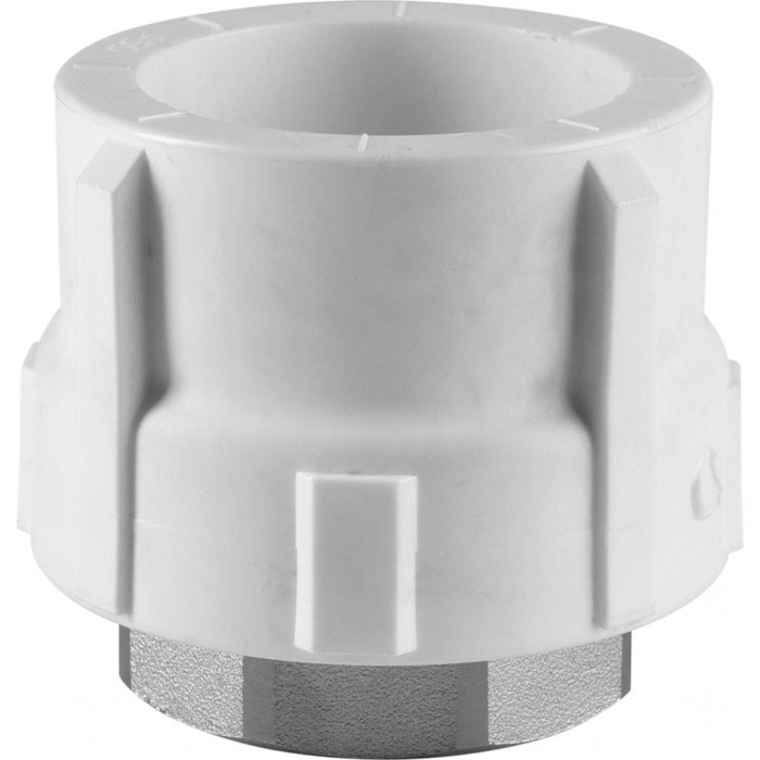 Муфта комбинированная Политэк 50x1 1/2 под шестигранник внутр. резьба для полипропиленовых труб под сварку (цвет белый)