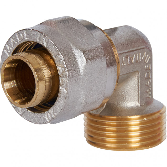 Угольник-переходник STOUT с наружной резьбой 3/4 х20 для металлопластиковых труб винтовой