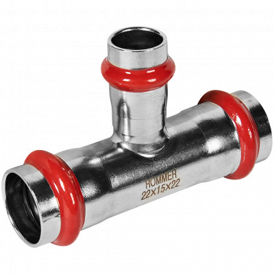 ROMMER RSS-0014-221522 Тройник переходной, 22х15х22, из нержавеющей стали прессовой