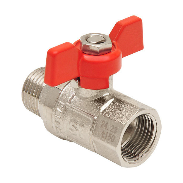 Кран шаровой латунный Smart Install ВР/НР 3/4" бабочка красная