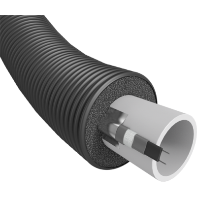 Теплоизолированная труба FLEXALEN 1000+   FV+RS90A25-FPC (25x2.3/90, 6 bar, 95 град С) с греющим кабелем