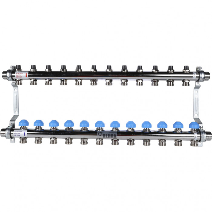 Распределительный коллектор REHAU HKV на 12 контуров нержавеющая сталь (12181211001)