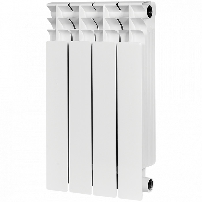 Биметаллический радиатор STOUT TITAN 500, 4 секций, боковое подключение, белый
