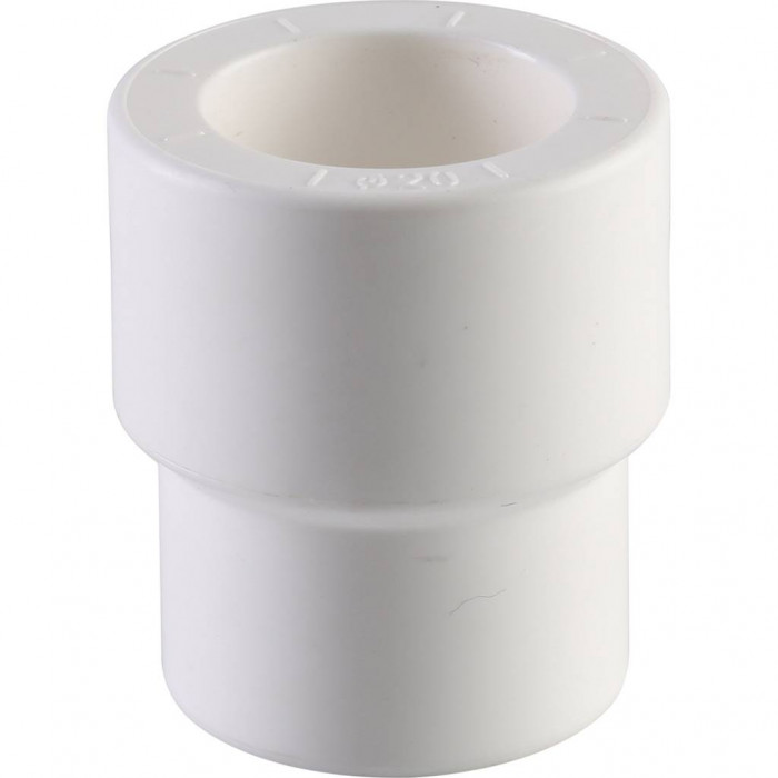Муфта переходная внутр./наруж. Политэк 25х20 для полипропиленовых труб под сварку (цвет белый)
