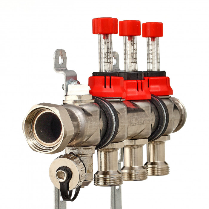 Коллектор из нержавеющей стали, с вентилями и расходомерами на 5 выходов