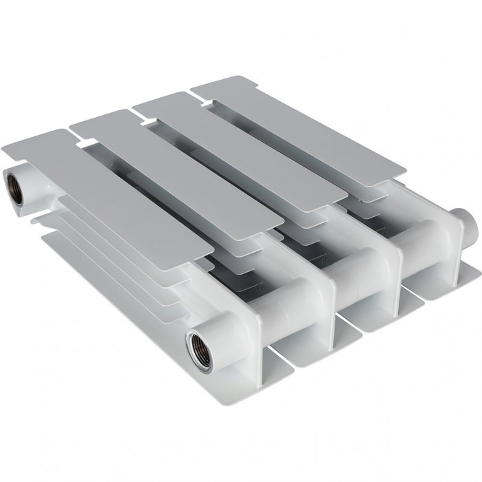 Биметаллический радиатор STOUT ALPHA 350, 4 секций, боковое подключение, белый