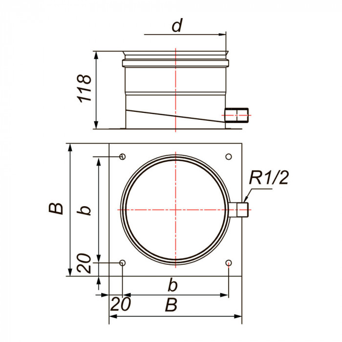 Опора нижняя с боковым выпуском конденсата D300, AISI 321 (Вулкан)