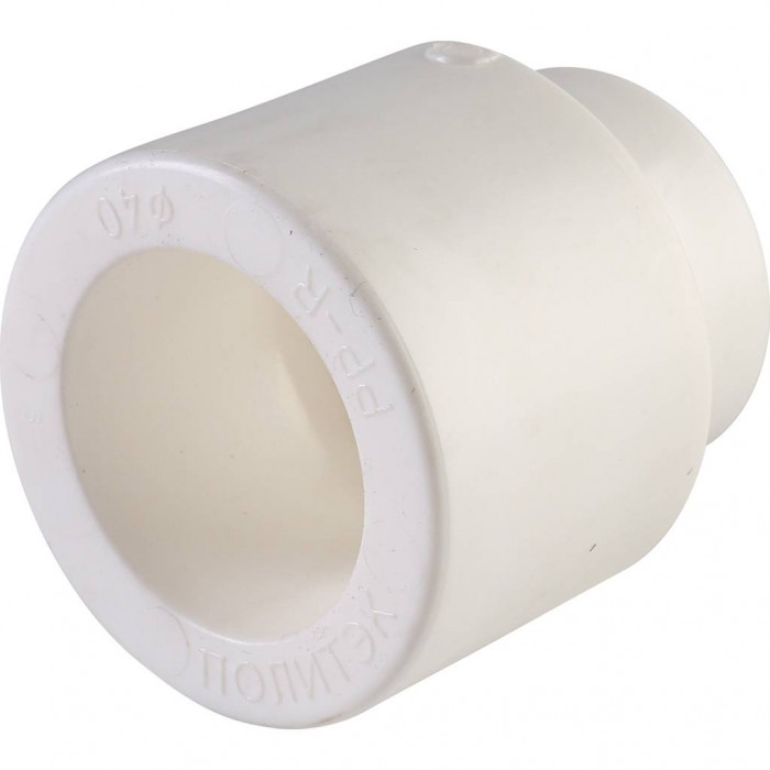 Муфта переходная внутр./наруж. Политэк 40х20 для полипропиленовых труб под сварку (цвет белый)