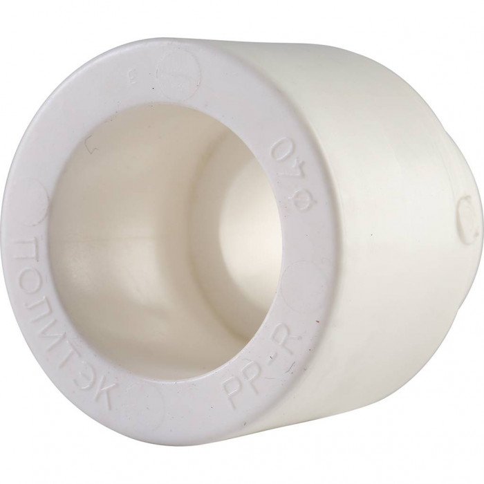 Муфта переходная внутр./наруж. Политэк 40х20 для полипропиленовых труб под сварку (цвет белый)