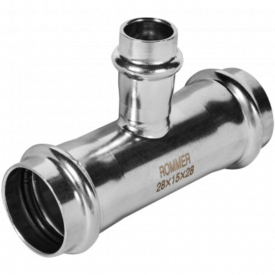 ROMMER RSS-0014-281528 Тройник переходной, 28х15х28, из нержавеющей стали прессовой