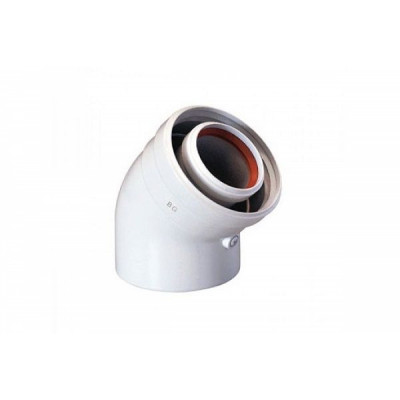 Коаксиальный отвод полипропиленовый 45°, диам. 60/100 мм, HT (KHG71405981) KHG71405981