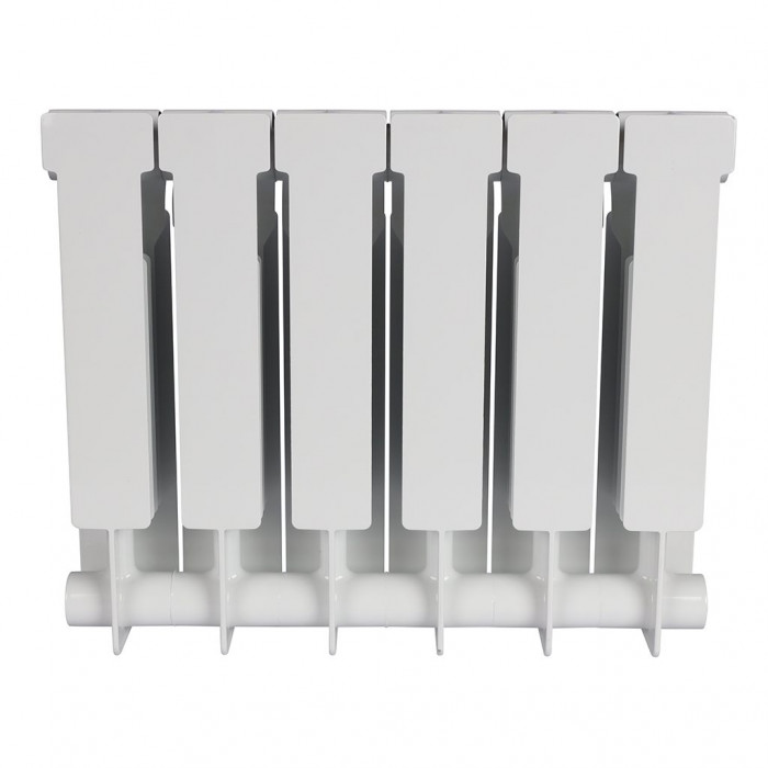 Биметаллический радиатор STOUT ALPHA 350, 6 секций, боковое подключение, белый