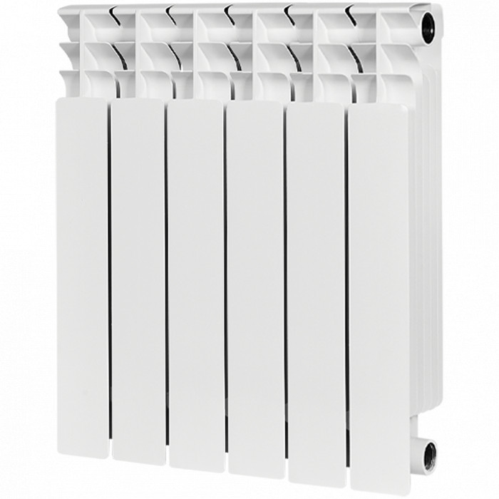 Биметаллический радиатор STOUT TITAN 500, 6 секций, боковое подключение, белый