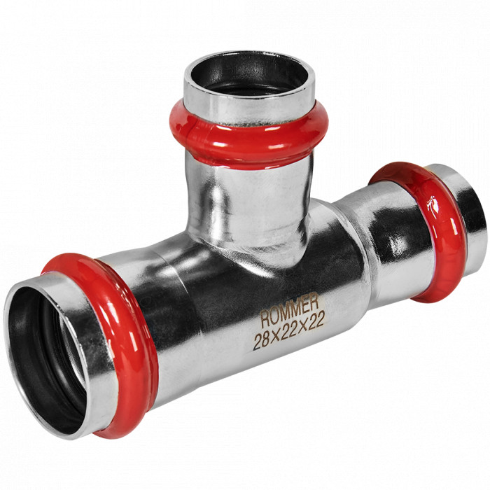 ROMMER RSS-0014-282222 Тройник переходной, 28х22х22, из нержавеющей стали прессовой