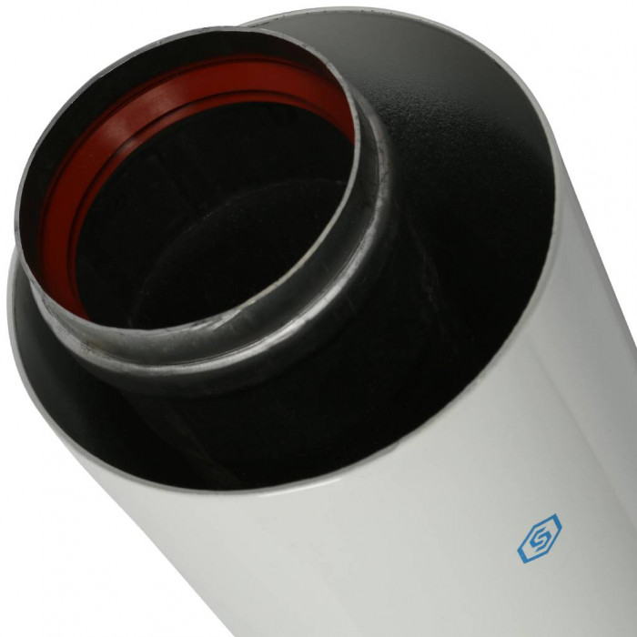 STOUT  Элемент дымохода  O60/100 труба коаксиальная 2000 мм п/м, уплотнения и хомут в комплекте (лого),групповая упаковка 9 шт.