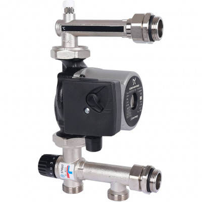 Насосно-смесительный узел STOUT SDG-0120 с термостатическим клапаном 20-43°C жидкокристаллическим термометром, с насосом UPSO 25-65, 130 mm