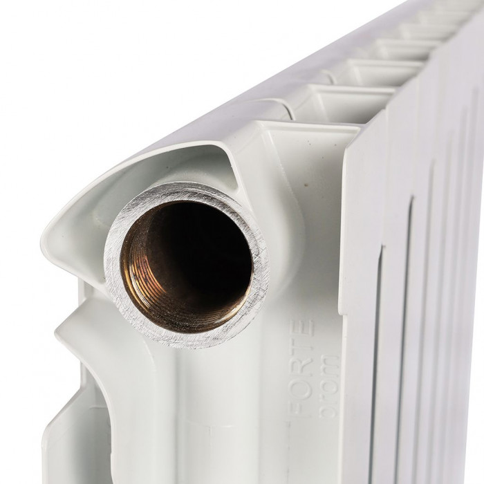 Биметаллический радиатор STOUT ALPHA 350, 8 секций, боковое подключение, белый