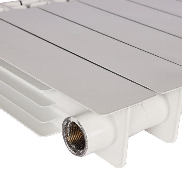 Биметаллический радиатор STOUT ALPHA 350, 8 секций, боковое подключение, белый