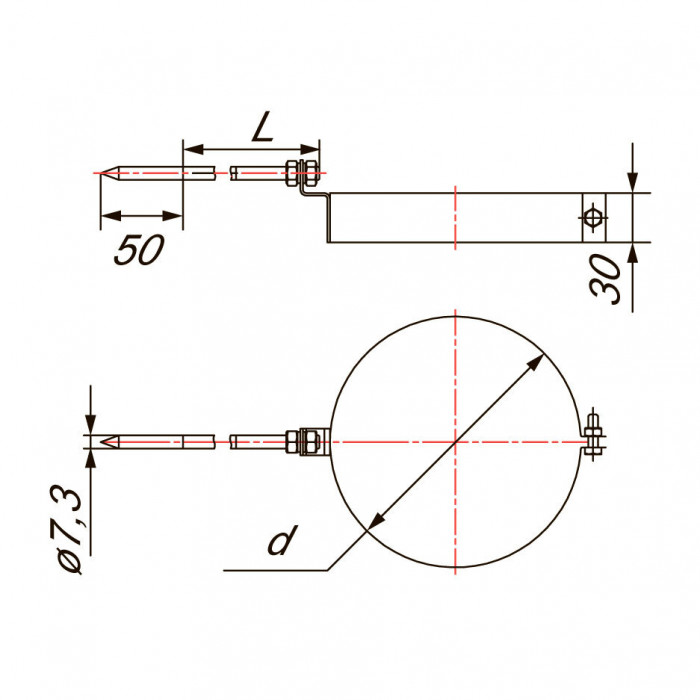 Хомут крепления к стене D250, AISI 321 (Вулкан)