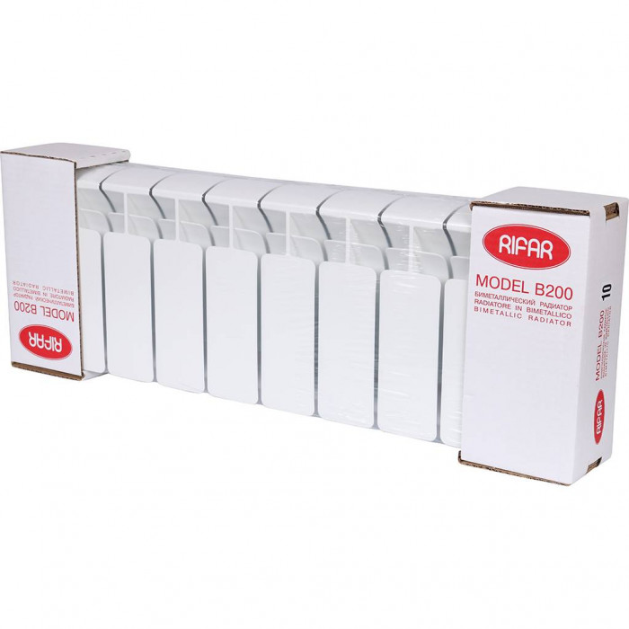 Биметаллический радиатор RIFAR BASE 200, 10 секций, боковое подключение, белый