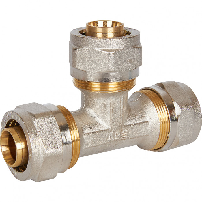 Тройник STOUT равнопроходный 26х26х26 для металлопластиковых труб винтовой