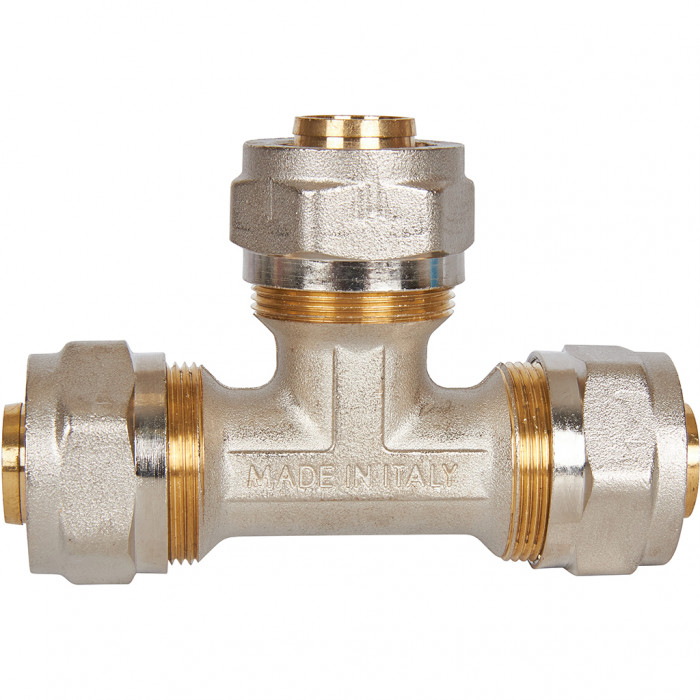 Тройник STOUT равнопроходный 26х26х26 для металлопластиковых труб винтовой