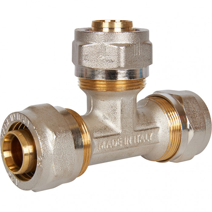 Тройник STOUT равнопроходный 26х26х26 для металлопластиковых труб винтовой