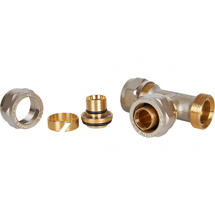 Тройник STOUT равнопроходный 26х26х26 для металлопластиковых труб винтовой