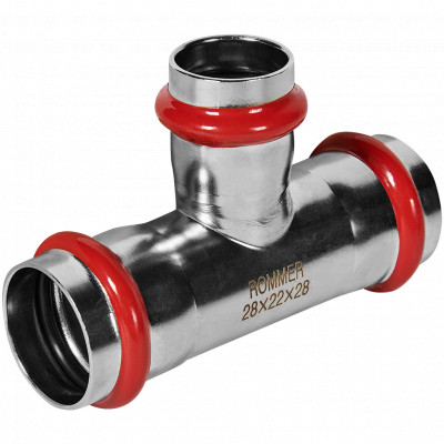 ROMMER RSS-0014-282228 Тройник переходной, 28х22х28, из нержавеющей стали прессовой