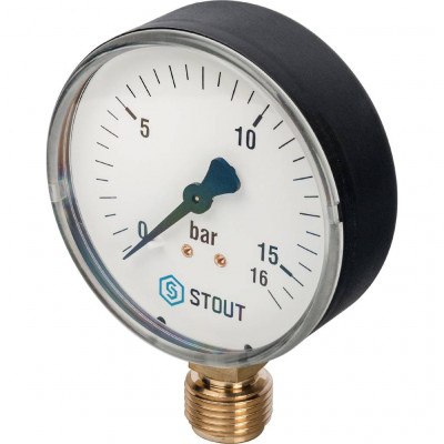 STOUT SIM-0010 Манометр радиальный. Корпус Dn 80 мм 1/2&quot;, 0...16 бар, кл.2.5