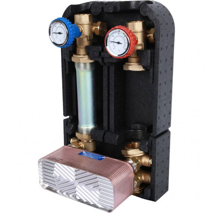 Насосная группа STOUT SDG-0038 с теплообменником 34 пластины, без насоса в теплоизоляции