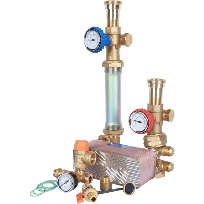 Насосная группа STOUT SDG-0038 с теплообменником 34 пластины, без насоса в теплоизоляции