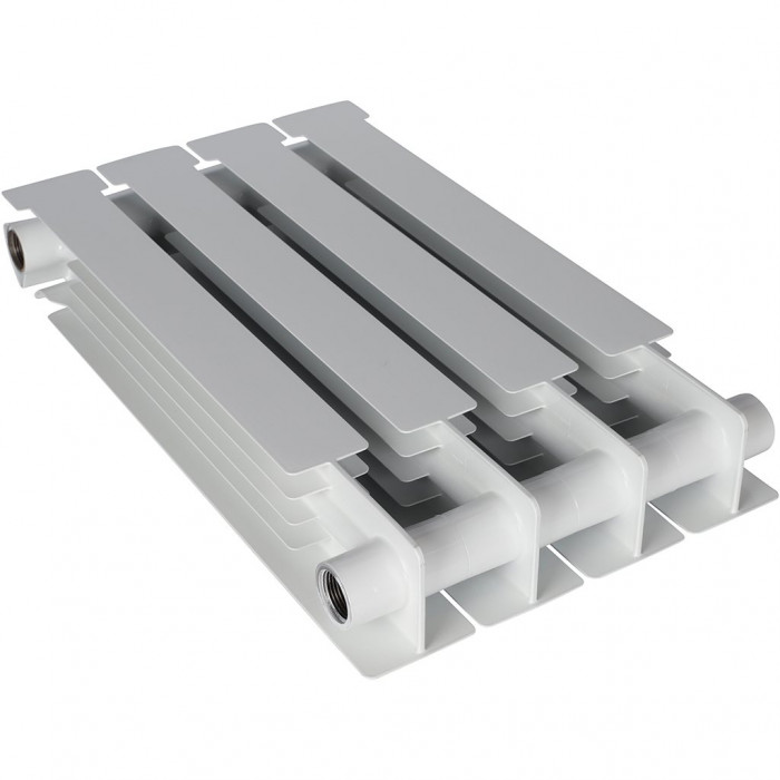 Биметаллический радиатор STOUT ALPHA 500, 4 секций, боковое подключение, белый