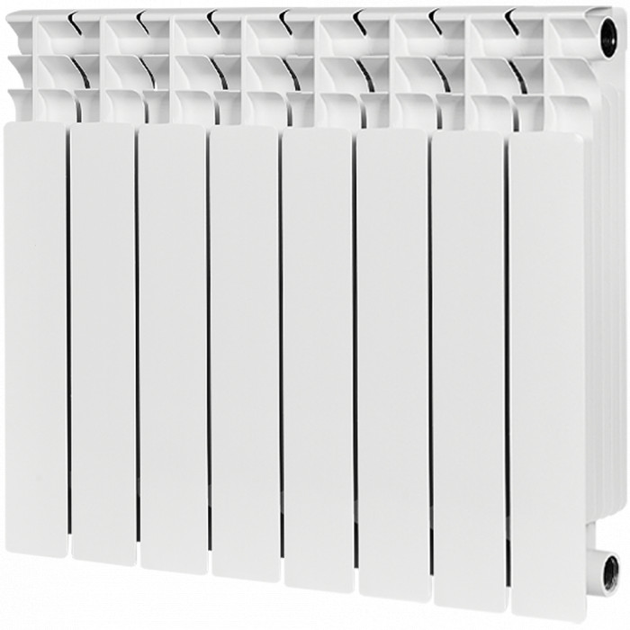 Биметаллический радиатор STOUT TITAN 500, 8 секций, боковое подключение, белый