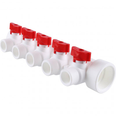 Kalde Коллектор с запорными кранами для полипропиленовых труб (5 выходов) 3262-mnr-400520