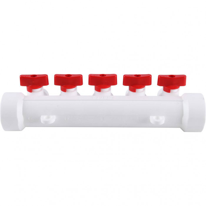 Kalde Коллектор с запорными кранами для полипропиленовых труб (5 выходов) 3262-mnr-400520