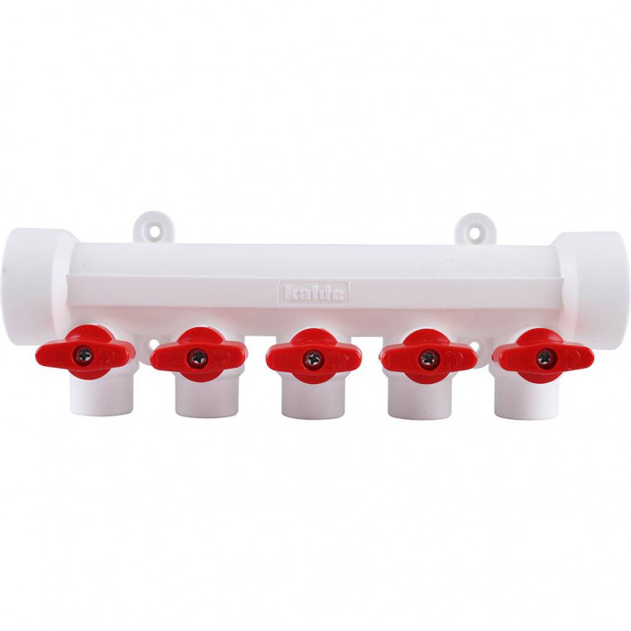 Kalde Коллектор с запорными кранами для полипропиленовых труб (5 выходов) 3262-mnr-400520