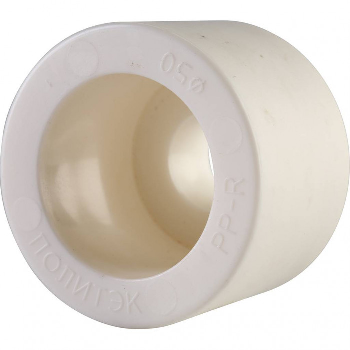 Муфта переходная внутр./наруж. Политэк 50х20 для полипропиленовых труб под сварку (цвет белый)