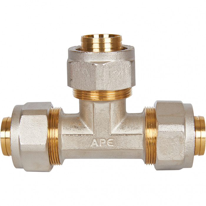 Тройник STOUT равнопроходный 32x32x32 для металлопластиковых труб винтовой