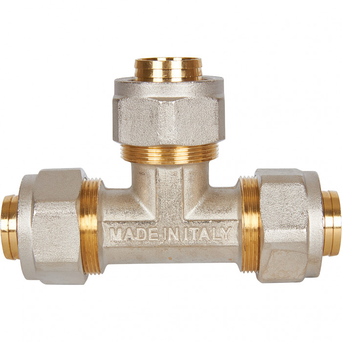 Тройник STOUT равнопроходный 32x32x32 для металлопластиковых труб винтовой