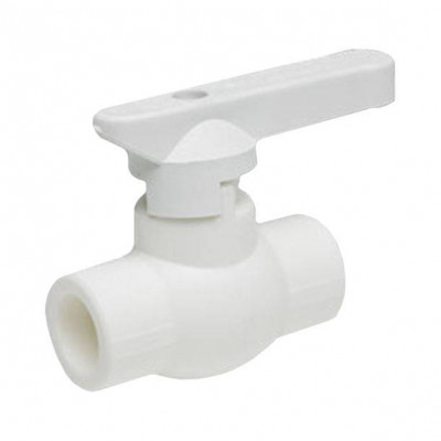 Мини-кран шаровой Kalde с белой ручкой для полипропиленовых труб d=25