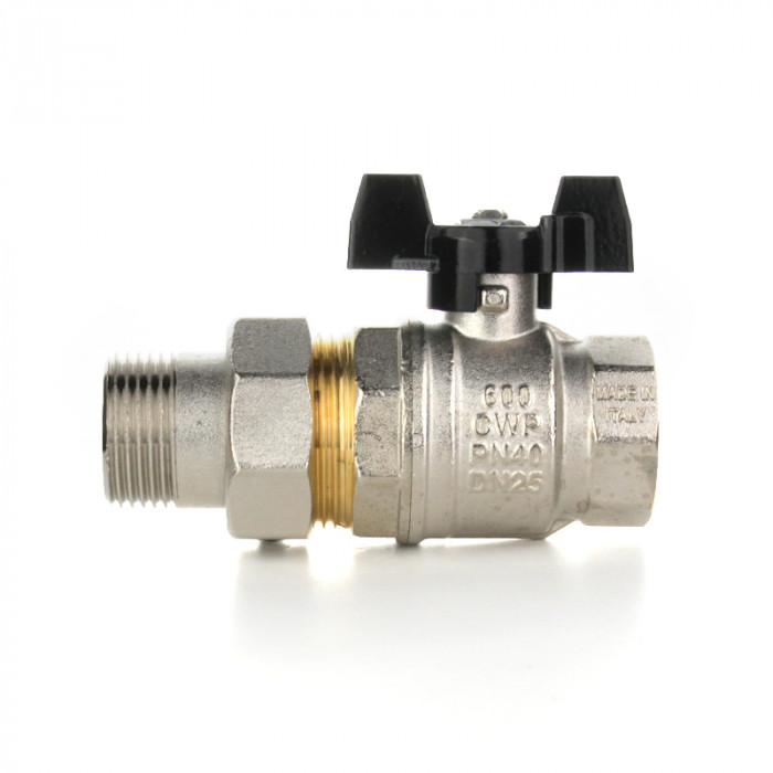 Полнопроходной шаровой кран STRONG, 1/2" НВ американка, ручка бабочка