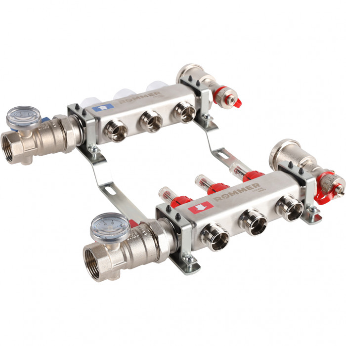 ROMMER RMS-1210-000003 ROMMER Коллектор из нержавеющей сталив сборе с расходомерами 3 вых.