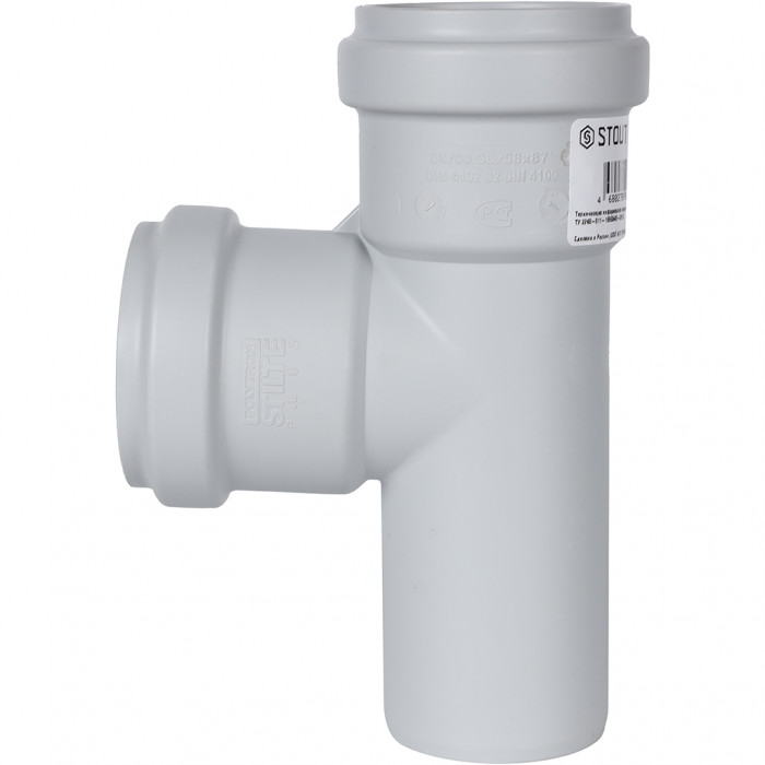STOUT SKB-0016-585887 STOUT D 58 x 58 / 87,5° Тройник канализационный бесшумный